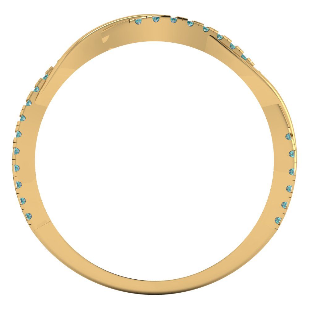 0.16 cttw Blue Moissanite Round Cut Yellow Gold Eternity Wedding Band