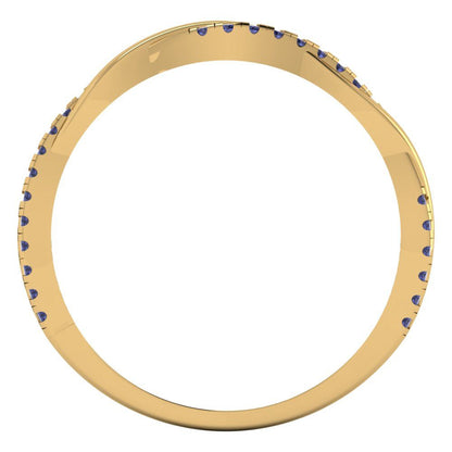 0.16 cttw Simulated Tanzanite Round Cut Yellow Gold Eternity Wedding Band