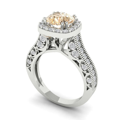 2.37 cttw Natural Morganite Hidden Halo Engagement Ring - Solid Gold (Round Cut,7.5mm)
