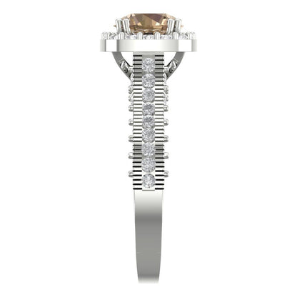 2.37 cttw Yellow Moissanite Hidden Halo Engagement Ring - Solid Gold (Round Cut,7.5mm)