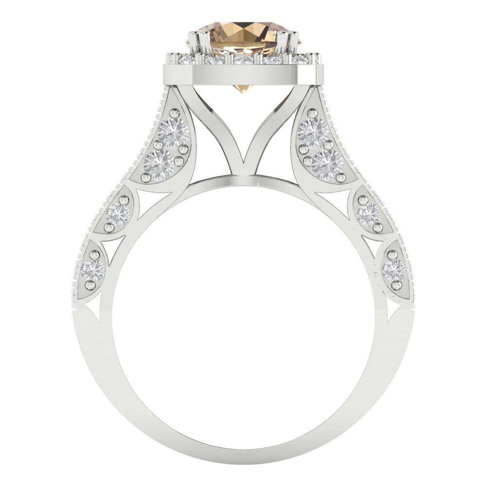 2.37 cttw Yellow Moissanite Hidden Halo Engagement Ring - Solid Gold (Round Cut,7.5mm)