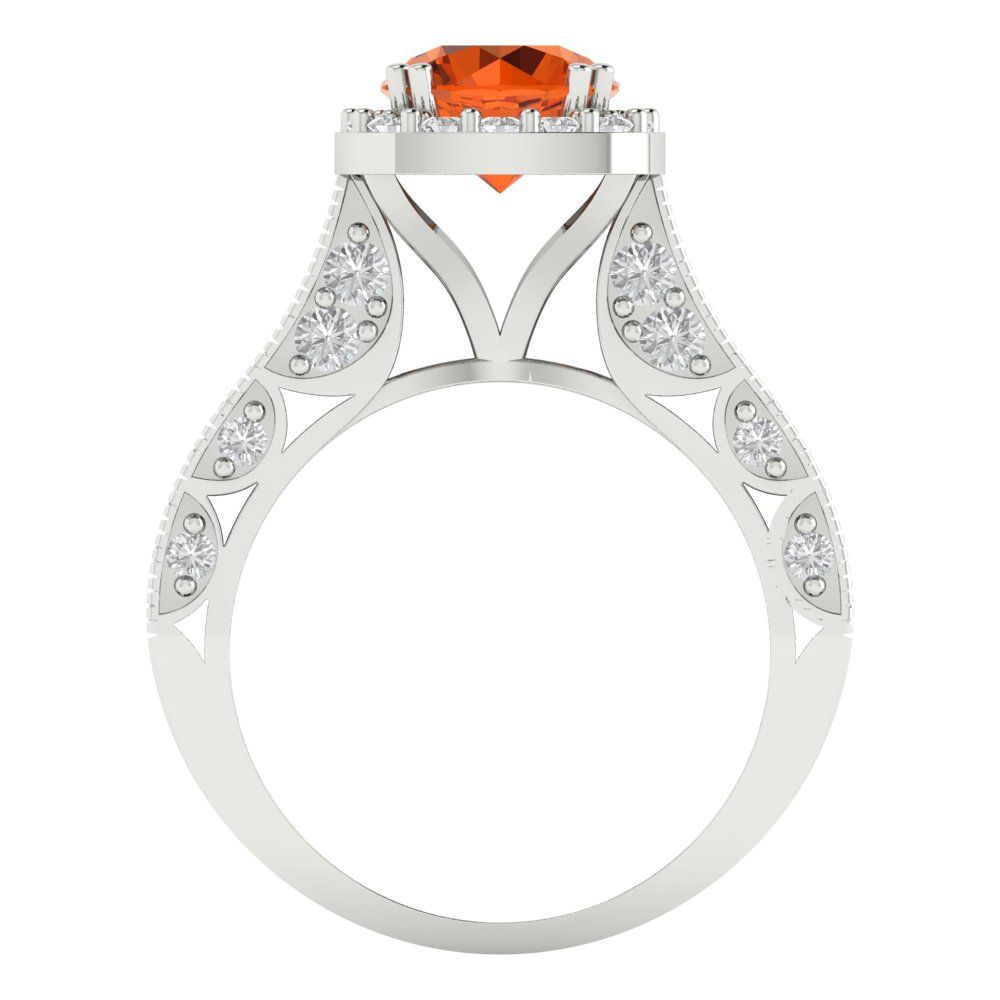 2.37 cttw Simulated Pink Tourmaline Hidden Halo Engagement Ring - Solid Gold (Round Cut,7.5mm)