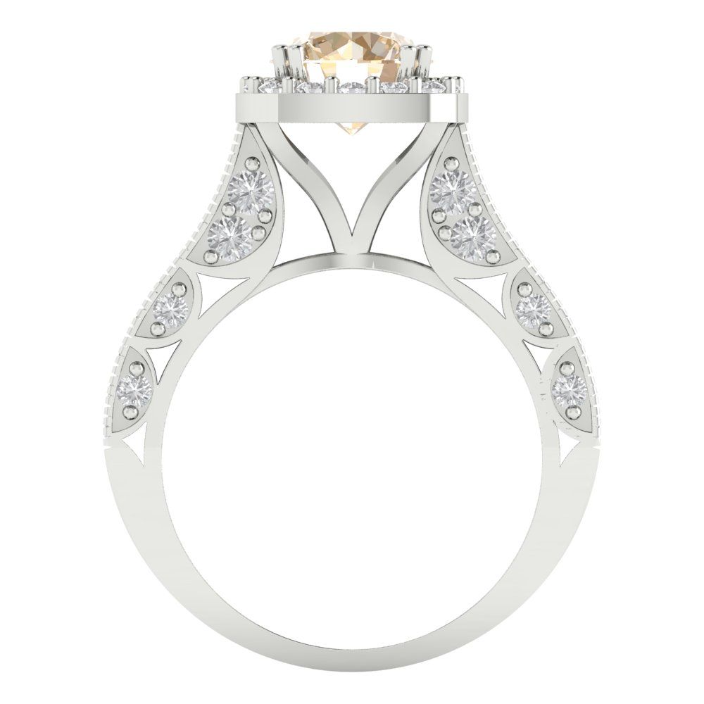 2.37 cttw Natural Morganite Hidden Halo Engagement Ring - Solid Gold (Round Cut,7.5mm)