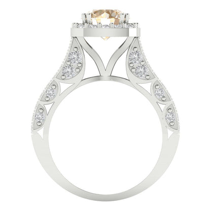 2.37 cttw Natural Morganite Hidden Halo Engagement Ring - Solid Gold (Round Cut,7.5mm)