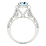 2.7 ct Brilliant Round Cut Blue Simulated Diamond Stone White Gold Halo Solitaire with Accents Ring