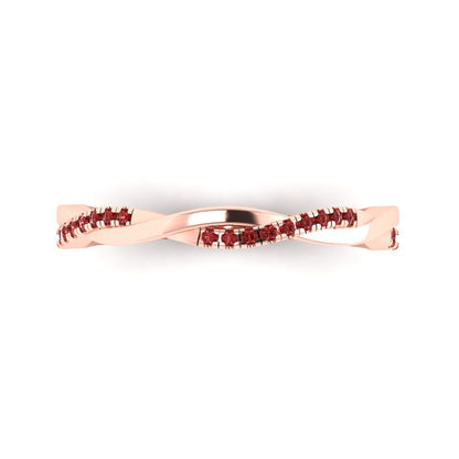 0.16 cttw Natural Garnet Round Cut Rose Gold Eternity Wedding Band