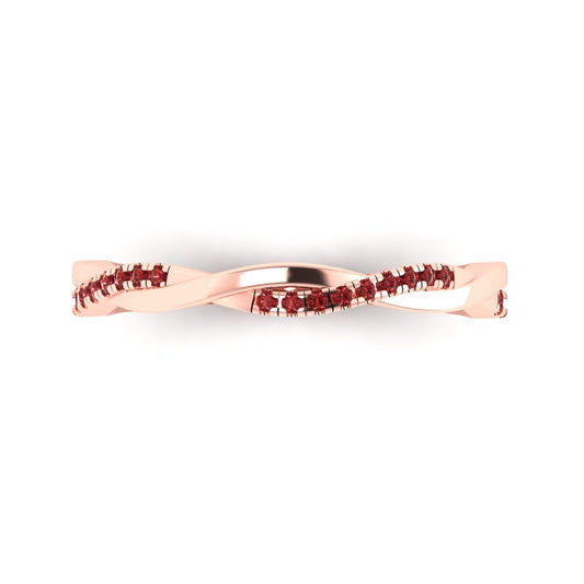 0.16 cttw Natural Garnet Round Cut Rose Gold Eternity Wedding Band