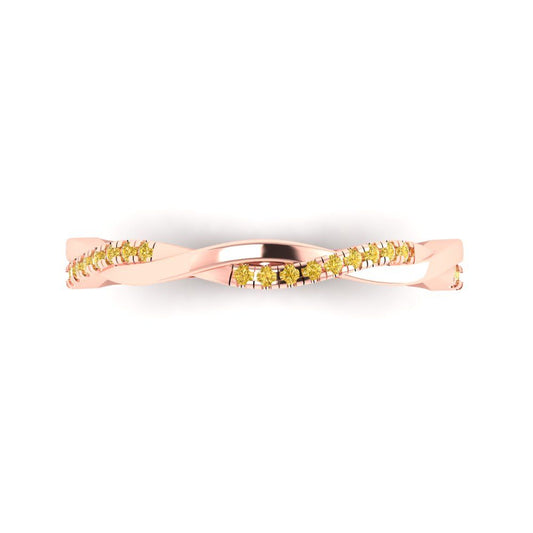 0.16 cttw Natural Citrine Round Cut Rose Gold Eternity Wedding Band