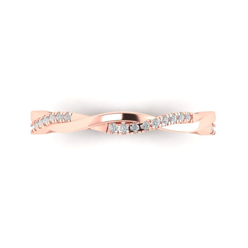 0.16 ct Brilliant Round Cut Natural Diamond Stone Clarity SI1-2 Color I-J Rose Gold Stackable Band