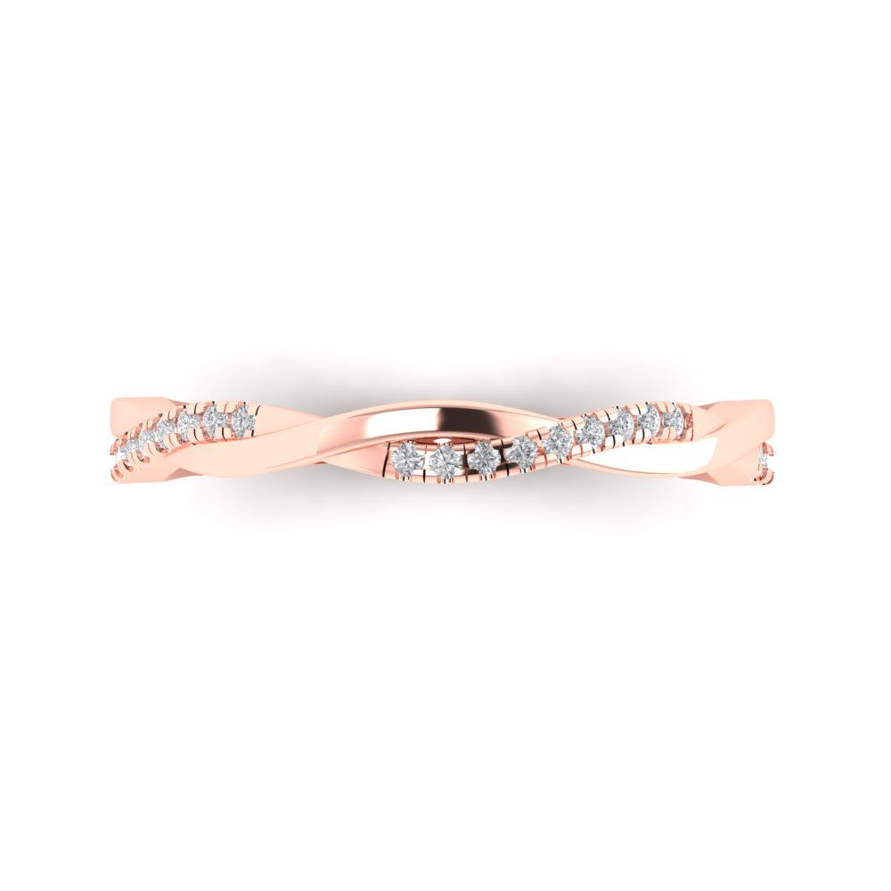 0.16 cttw White Sapphire Round Cut Rose Gold Eternity Wedding Band