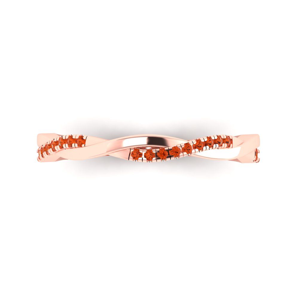 0.16 cttw Simulated Red Diamond Round Cut Rose Gold Eternity Wedding Band
