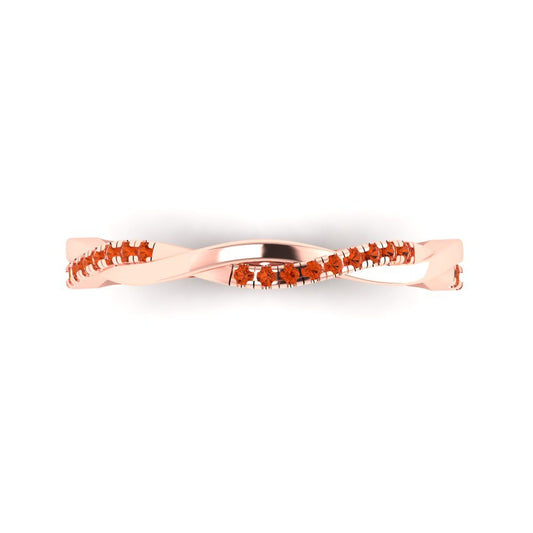 0.16 cttw Simulated Red Diamond Round Cut Rose Gold Eternity Wedding Band