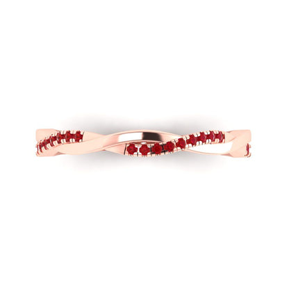 0.16 cttw Simulated Ruby Round Cut Rose Gold Eternity Wedding Band