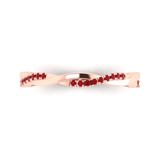0.16 cttw Simulated Ruby Round Cut Rose Gold Eternity Wedding Band
