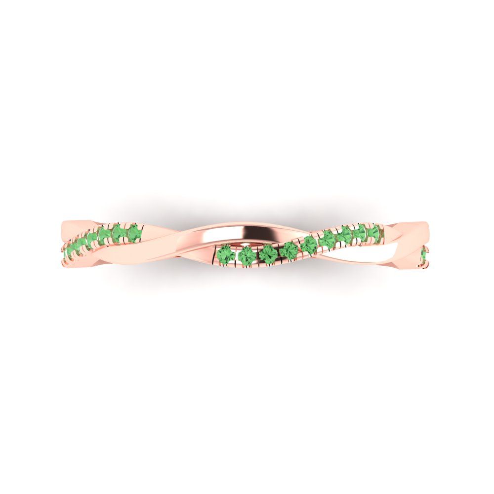 0.16 cttw Simulated Green Diamond Round Cut Rose Gold Eternity Wedding Band