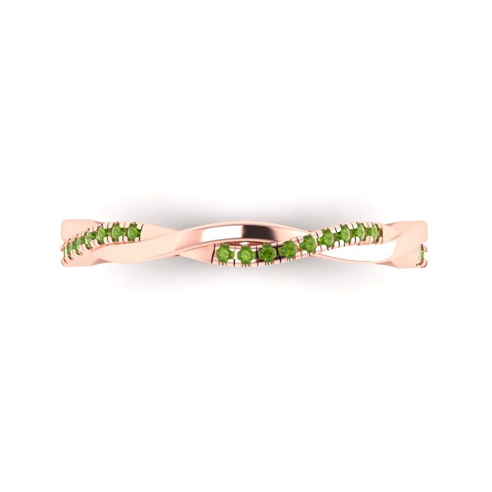 0.16 cttw Natural Peridot Round Cut Rose Gold Eternity Wedding Band
