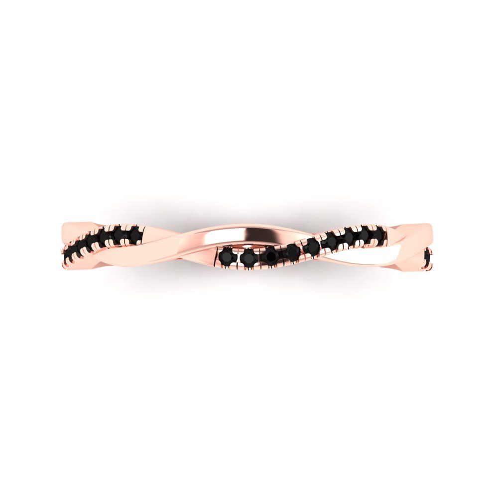 0.16 cttw Natural Onyx Round Cut Rose Gold Eternity Wedding Band