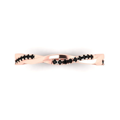 0.16 cttw Natural Onyx Round Cut Rose Gold Eternity Wedding Band
