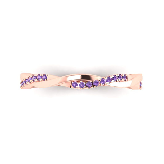 0.16 cttw Simulated Alexandrite Round Cut Rose Gold Eternity Wedding Band