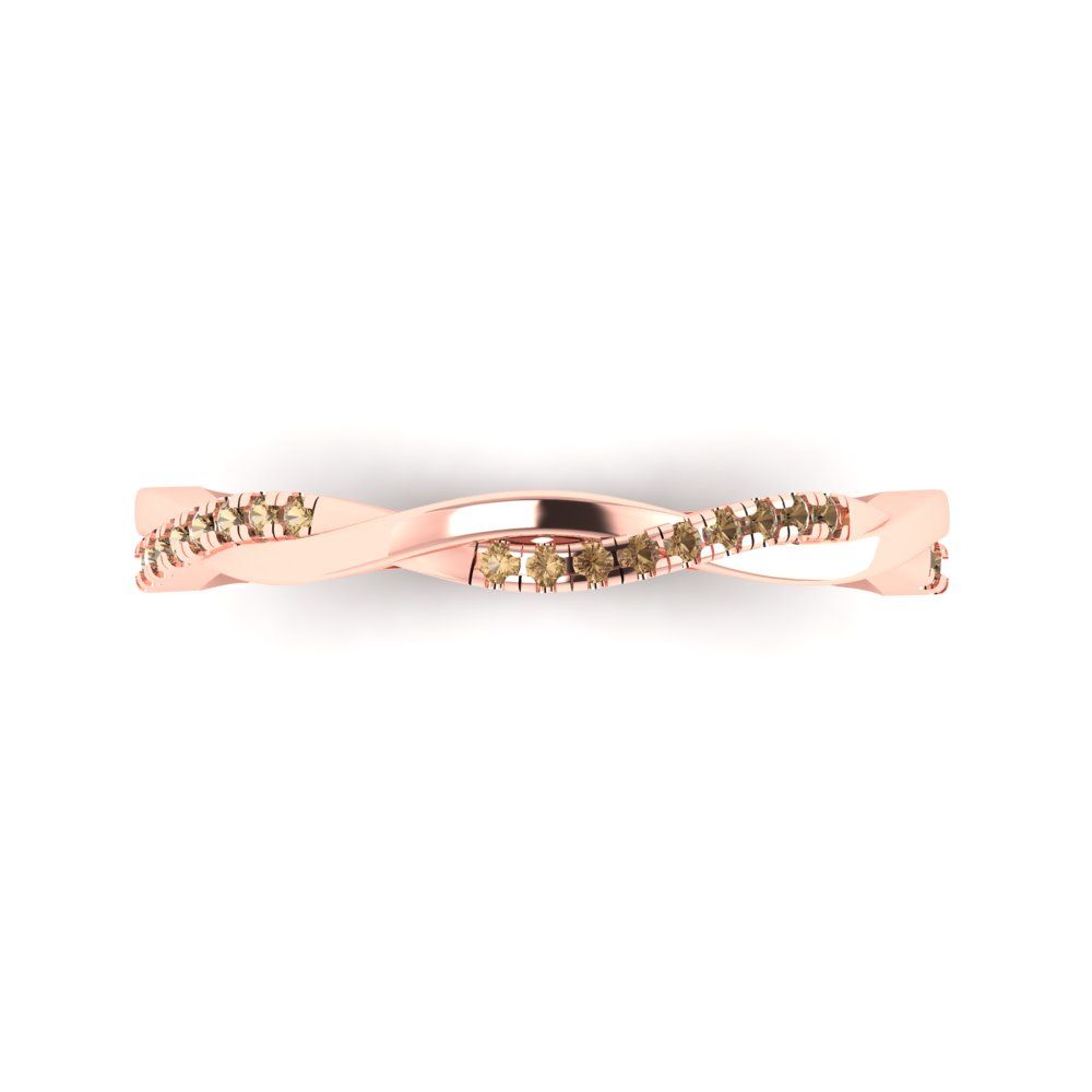 0.16 cttw Simulated Champagne Diamond Round Cut Rose Gold Eternity Wedding Band