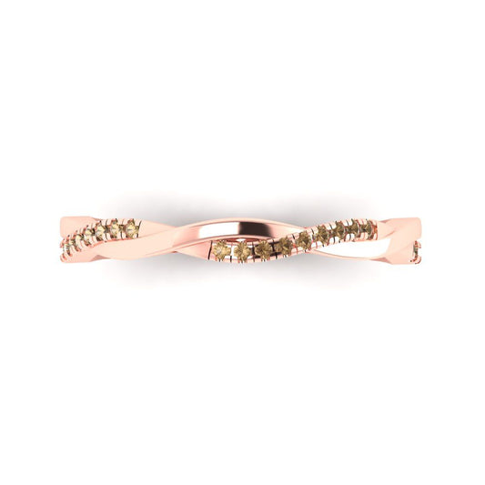 0.16 cttw Simulated Champagne Diamond Round Cut Rose Gold Eternity Wedding Band