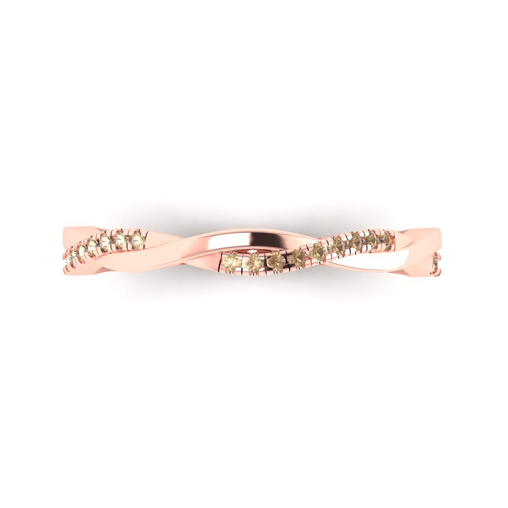 0.16 cttw Yellow Moissanite Round Cut Rose Gold Eternity Wedding Band