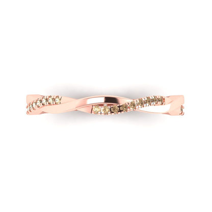 0.16 cttw Yellow Moissanite Round Cut Rose Gold Eternity Wedding Band