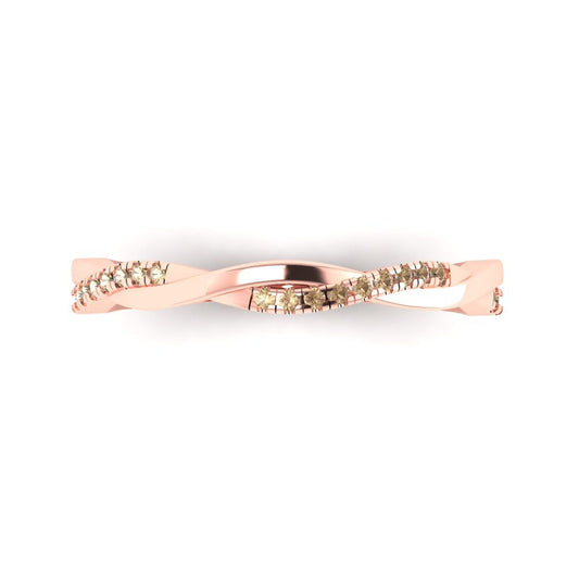 0.16 cttw Yellow Moissanite Round Cut Rose Gold Eternity Wedding Band