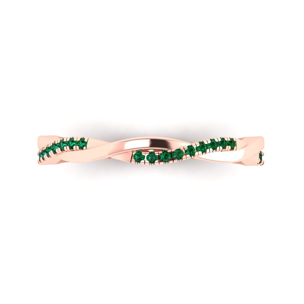 0.16 cttw Simulated Emerald Round Cut Rose Gold Eternity Wedding Band