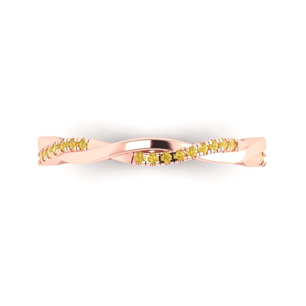 0.16 cttw Simulated Yellow Diamond Round Cut Rose Gold Eternity Wedding Band