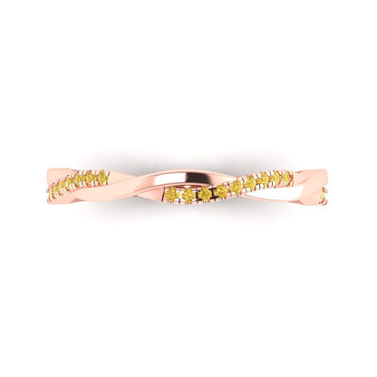 0.16 cttw Simulated Yellow Diamond Round Cut Rose Gold Eternity Wedding Band