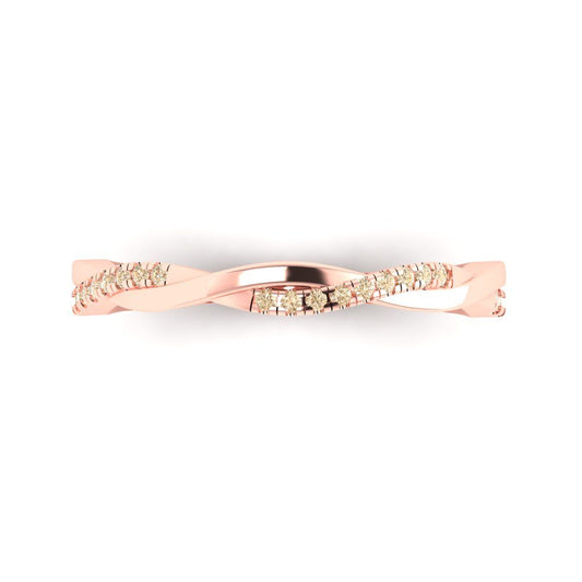 0.16 cttw Natural Morganite Round Cut Rose Gold Eternity Wedding Band