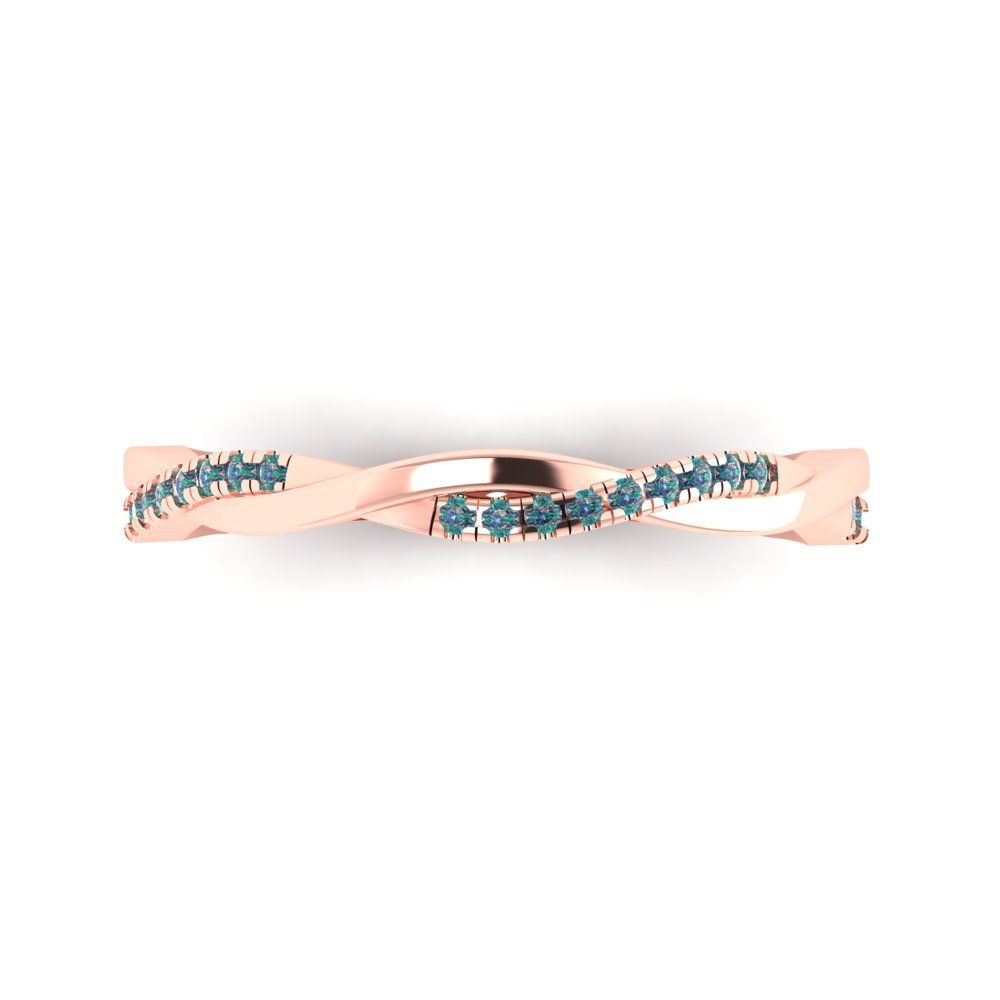 0.16 cttw Blue Moissanite Round Cut Rose Gold Eternity Wedding Band