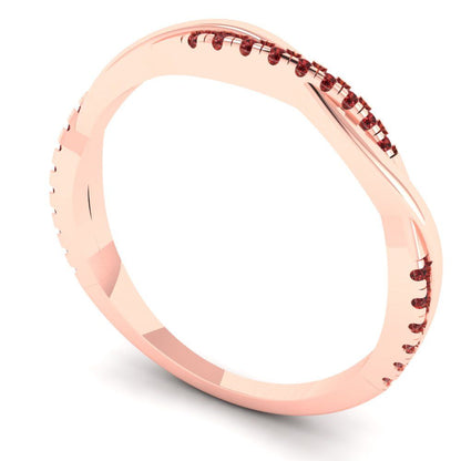0.16 cttw Natural Garnet Round Cut Rose Gold Eternity Wedding Band