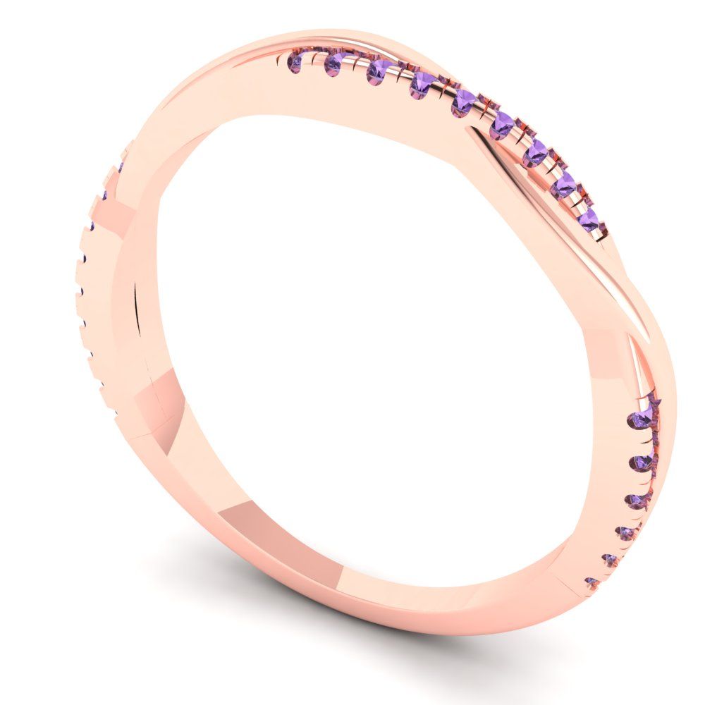 0.16 cttw Simulated Alexandrite Round Cut Rose Gold Eternity Wedding Band