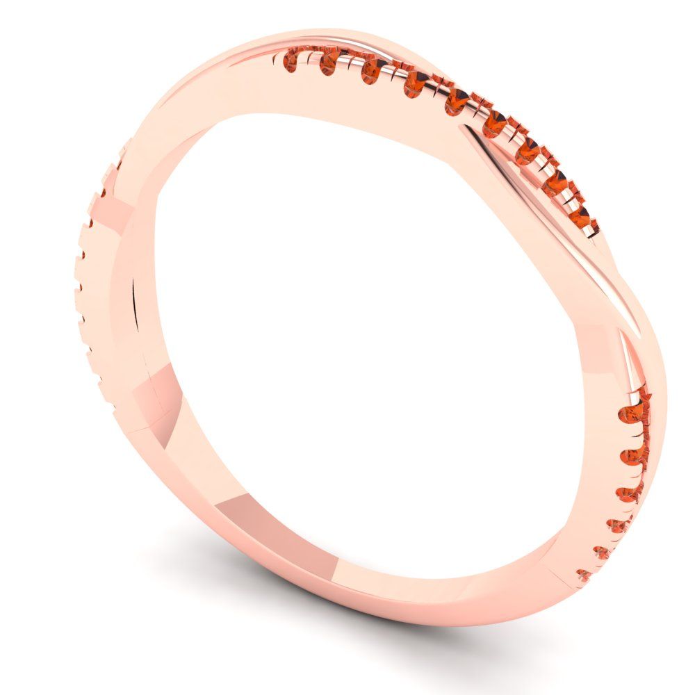 0.16 cttw Simulated Red Diamond Round Cut Rose Gold Eternity Wedding Band