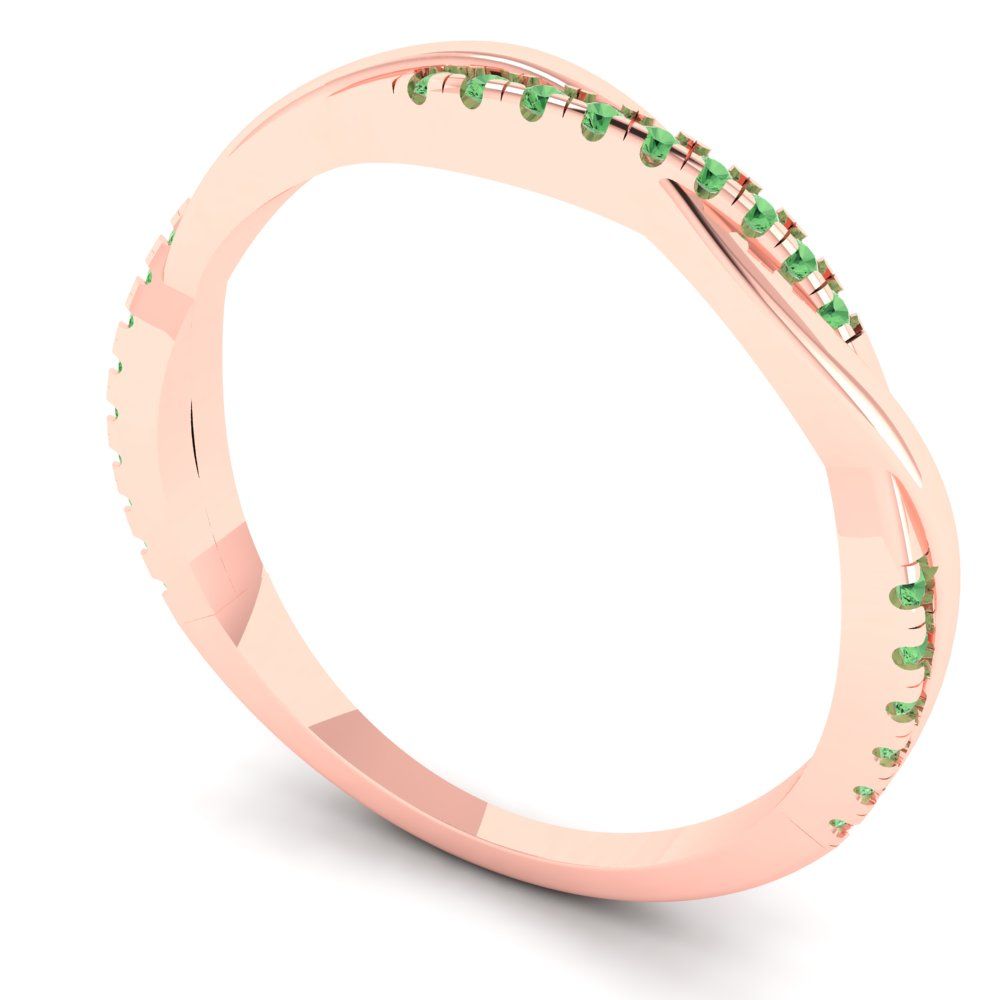 0.16 cttw Simulated Green Diamond Round Cut Rose Gold Eternity Wedding Band