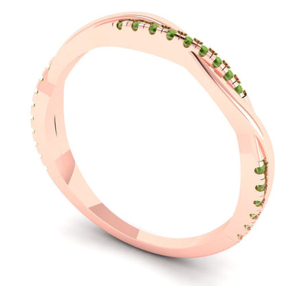 0.16 cttw Natural Peridot Round Cut Rose Gold Eternity Wedding Band