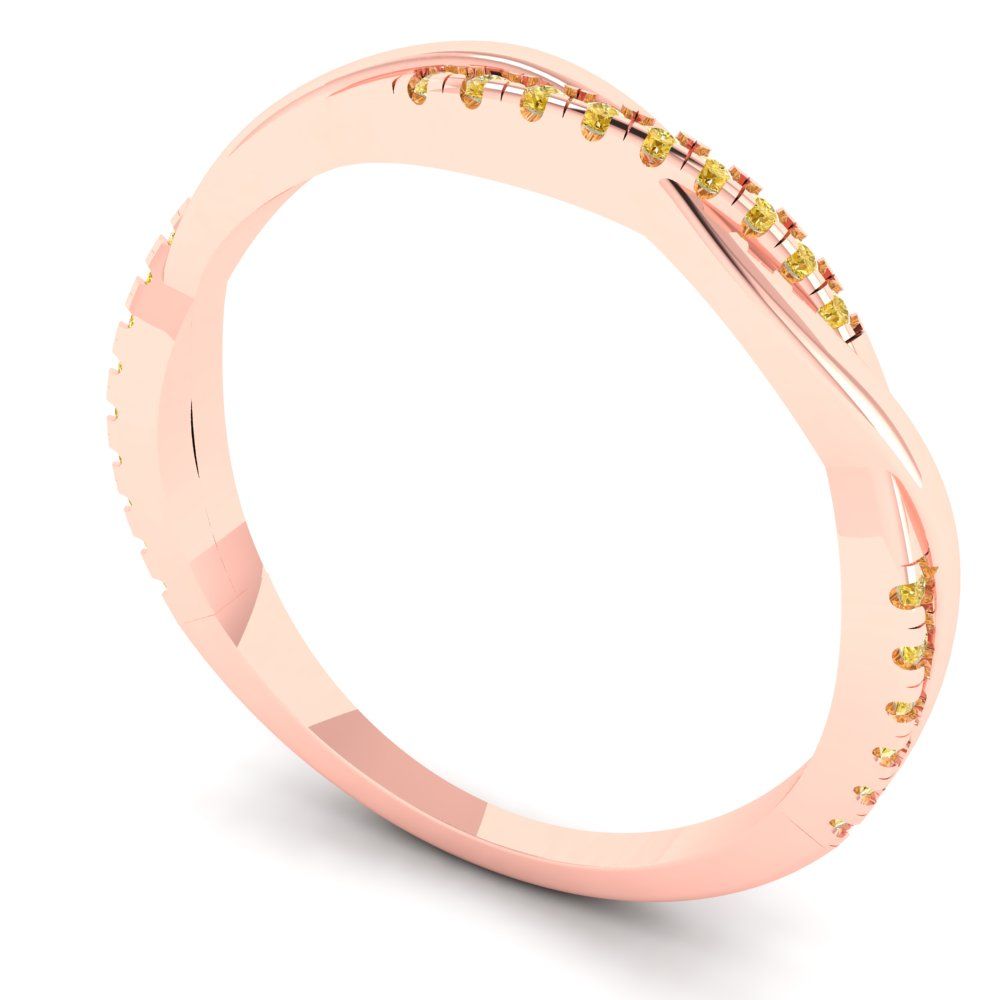 0.16 cttw Natural Citrine Round Cut Rose Gold Eternity Wedding Band