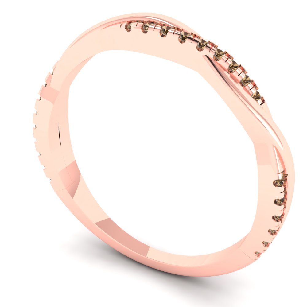 0.16 cttw Simulated Champagne Diamond Round Cut Rose Gold Eternity Wedding Band