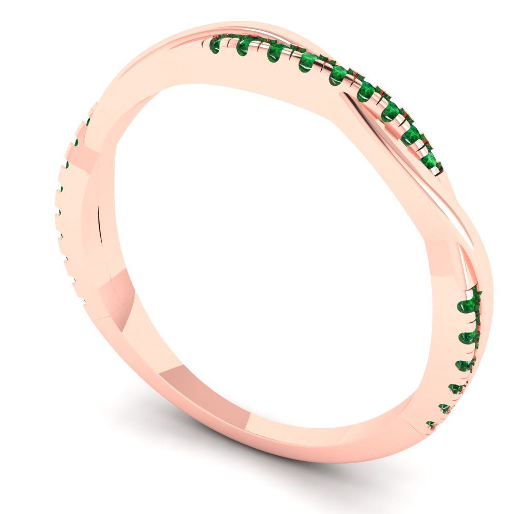 0.16 cttw Simulated Emerald Round Cut Rose Gold Eternity Wedding Band