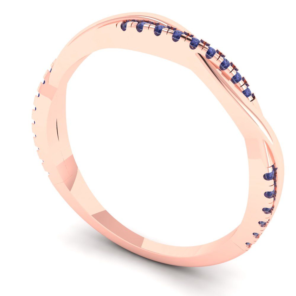 0.16 cttw Simulated Tanzanite Round Cut Rose Gold Eternity Wedding Band