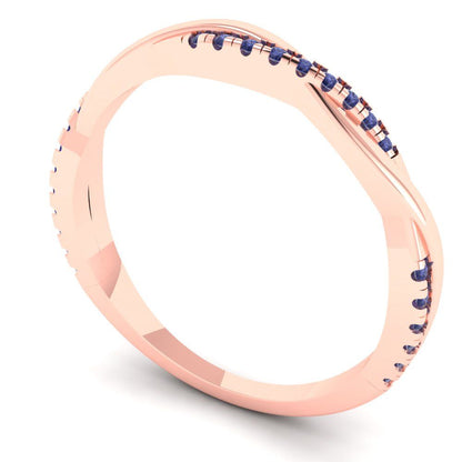 0.16 cttw Simulated Tanzanite Round Cut Rose Gold Eternity Wedding Band