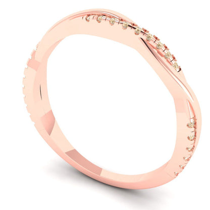 0.16 cttw Natural Morganite Round Cut Rose Gold Eternity Wedding Band