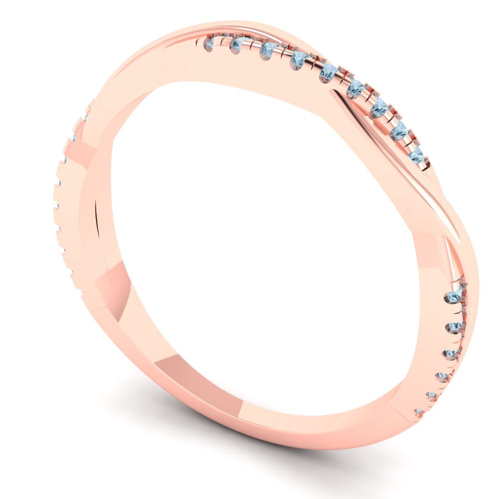 0.16 cttw Natural Sky Blue Topaz Round Cut Rose Gold Eternity Wedding Band