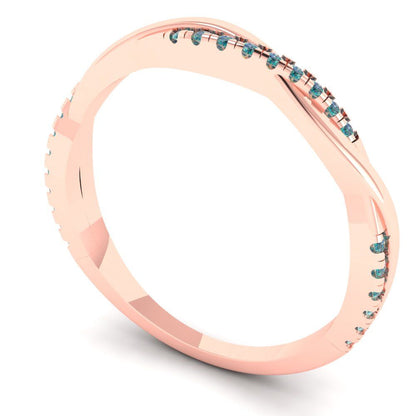 0.16 cttw Blue Moissanite Round Cut Rose Gold Eternity Wedding Band