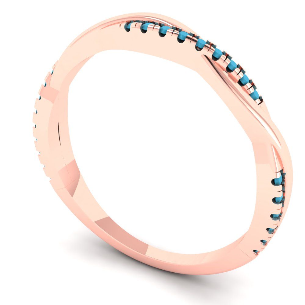 0.16 cttw Simulated Turquoise Round Cut Rose Gold Eternity Wedding Band
