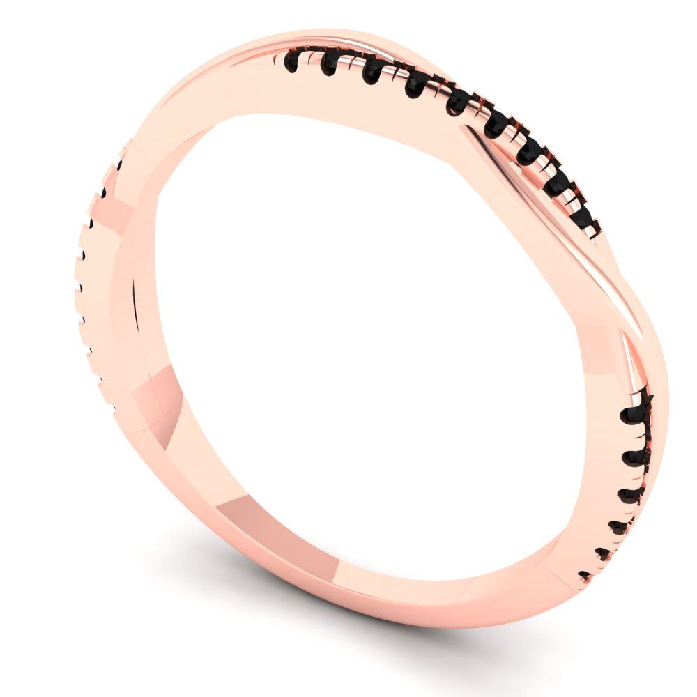 0.16 cttw Natural Onyx Round Cut Rose Gold Eternity Wedding Band