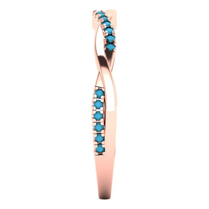0.16 cttw Simulated Turquoise Round Cut Rose Gold Eternity Wedding Band