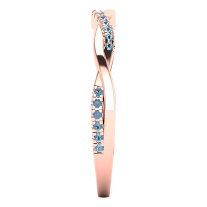 0.16 cttw Natural Swiss Blue Topaz Round Cut Rose Gold Eternity Wedding Band